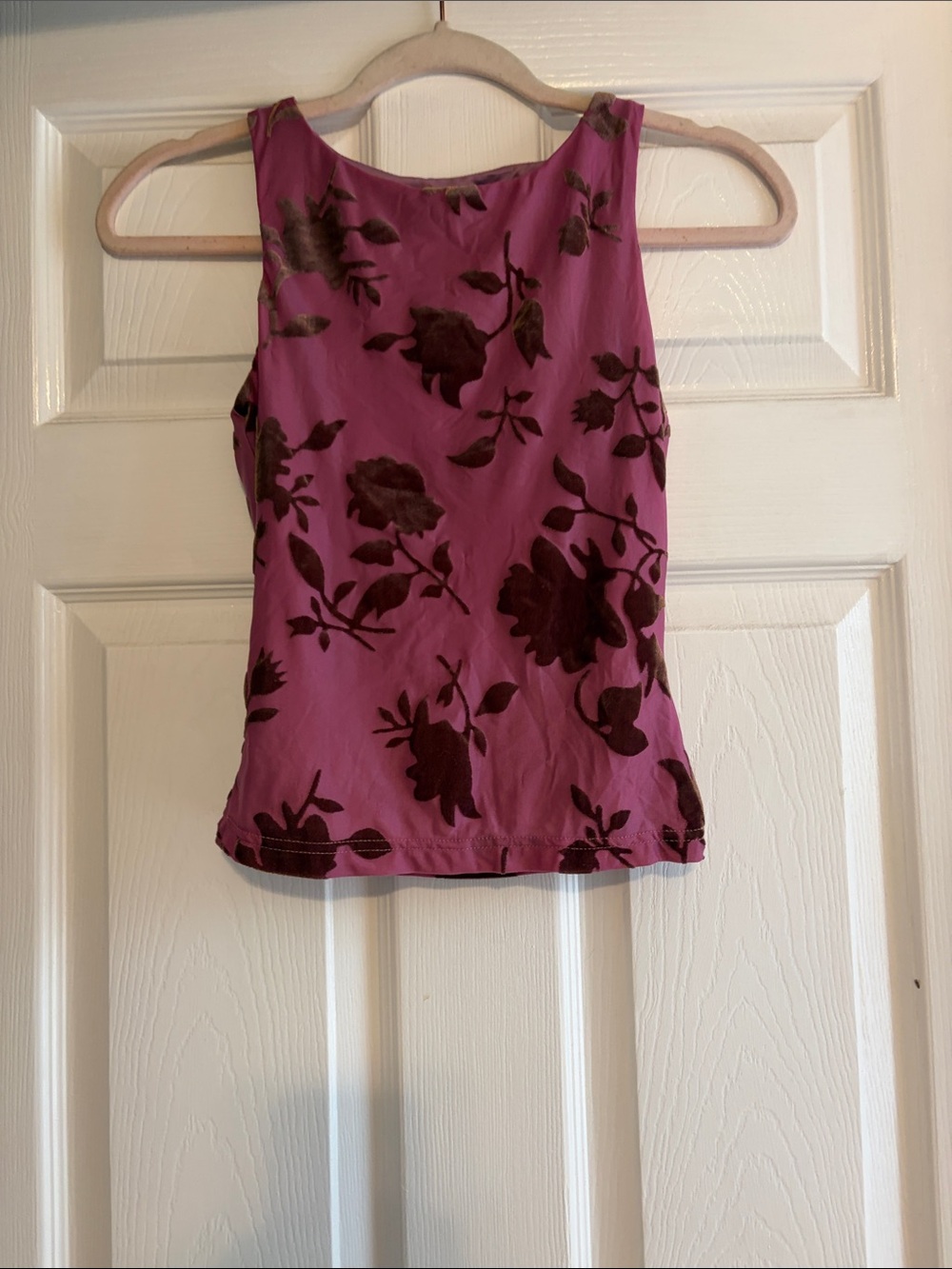 Princess Polly Magenta Tank Top with Dark Floral Burnout